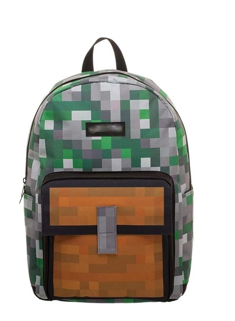 Minecraft Squares Print Backpack , Green, One Size, Traveling - Image 1